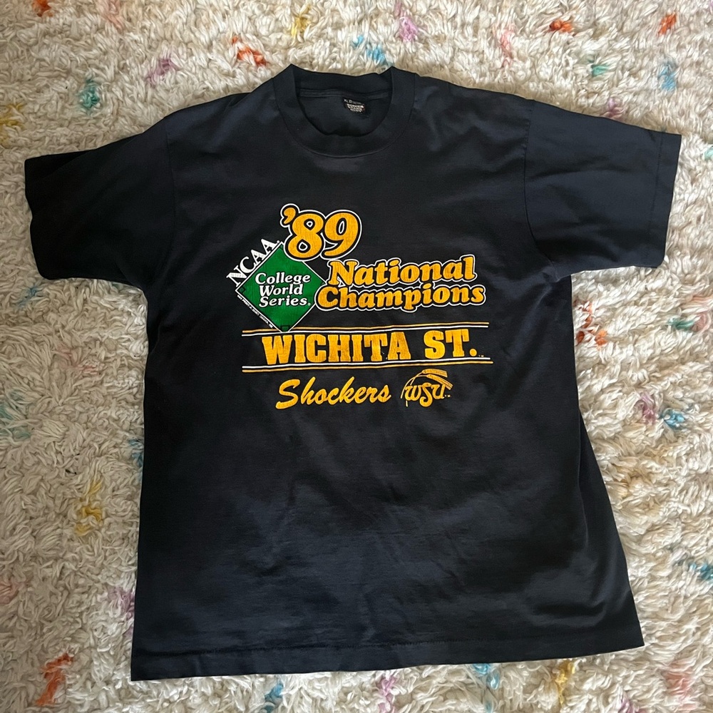 Vintage Black Wichita State Shockers T-Shirt 89 championship size XL